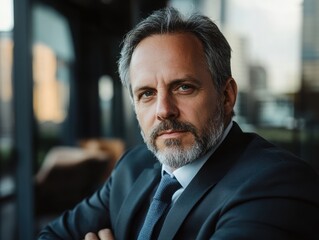 Obraz premium A middle-aged European businessman in a formal suit.
