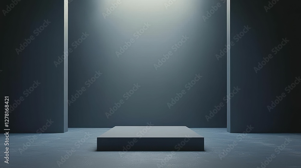Poster Minimalist Display Space with Dim Lighting and Gray Background