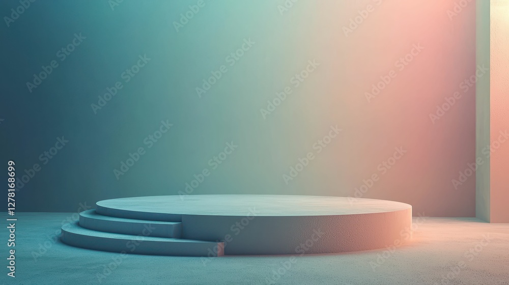 Poster minimalist stage with steps in soft gradient lighting effect