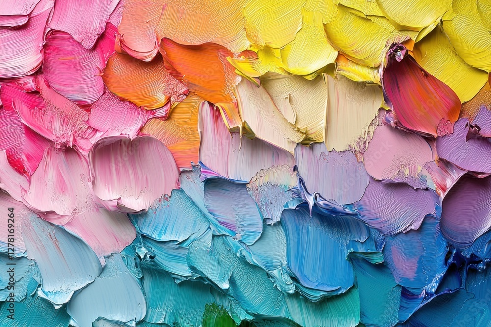 Aufkleber vibrant spectrum of thick paint strokes creating an abstract texture with a tactile feel showcasing 