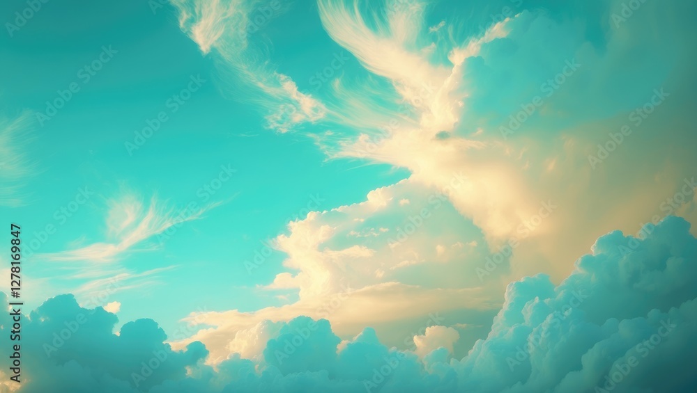 Poster sky with colorful clouds in a gradient of blue and white during daylight capturing a natural atmosph