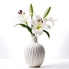White Lilies in a White Vase