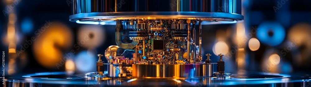 Poster Closeup of an intricate circuit board with vibrant electronic components microchips and a futuristic high tech design