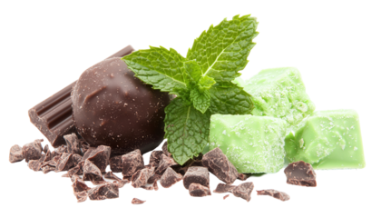 Mint chocolate delights culinary treats transparent background studio environment close-up view indulgent concept