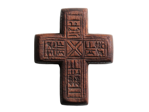 Exploring the coptic cross with intricate carvings transparent background religious artwork artistic environment detailed viewpoint symbol of faith