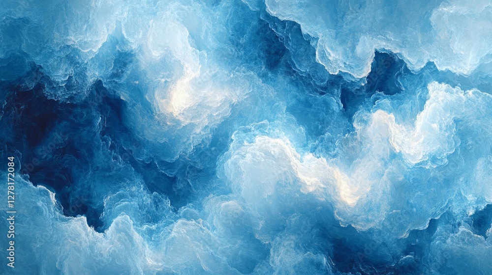 Aufkleber an abstract representation of clouds and the sky in shades of blue. the image evokes a sense of calm