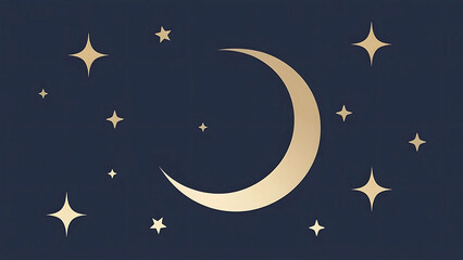 Naklejka premium Dreamy Moon and Stars Illustration