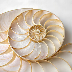Obraz premium Golden Ratio Spiral A swirling pastel-gold pattern embodying perfect mathematical beauty. isolated on a white background.