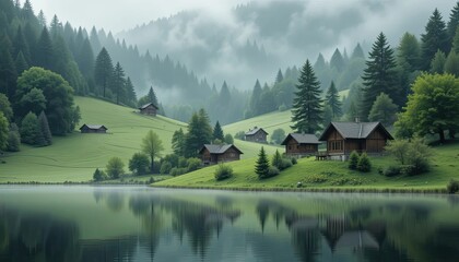 Obraz premium landscape lake on mountain