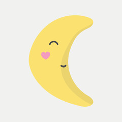 Smiling crescent moon collage element vector