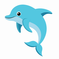 Fototapeta premium Cartoon dolphin. Colorful illustration friendly dolphin on white background.Suitable for children's books , sticker, mascot, logo. Pro Vector