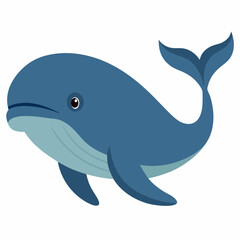 Obraz premium Cartoon cute blue sperm whale. Colorful illustration sperm whale on white background.Suitable for children's books ,sticker, mascot, logo. Pro Vector