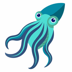 Obraz premium cartoon underwater octopus.Colorful illustration cuttlefish on white background .Suitable for children's books , sticker, mascot, logo. Pro Vector