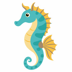 Fototapeta premium cartoon cute seahorse fish.Colorful illustration sea horse on white background. Suitable for children's books ,sticker,mascot, logo.Pro Vector