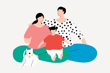 Happy family collage element, cute characters design vector