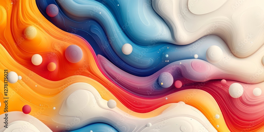 Poster abstract colorful vibrant smooth flowing wave art background, with dynamic shapes and fluid lines