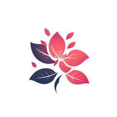 Fototapeta premium Logo of A stylized cherry blossom branch with falling petals