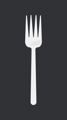 White fork, eating utensil & tool vector