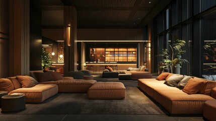Modern Cozy Living Room with Bright Natural Light and Elegant Design