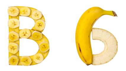 letter B written with banana isolated on transparent background