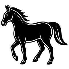 Obraz premium A stylized black Simple Line Art Horse vector Illustration