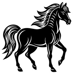 A stylized black Simple Line Art  Horse vector  Illustration