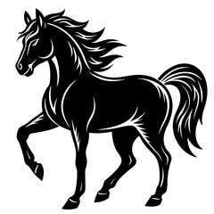 A stylized black Simple Line Art  Horse vector  Illustration
