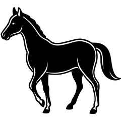 A stylized black Simple Line Art  Horse vector  Illustration