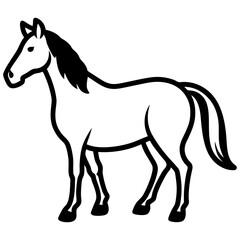 Obraz premium A stylized black Simple Line Art Horse vector Illustration