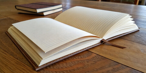 Naklejka premium Open Square Book with Blank Pages, Ideal for Creative Writing and Note-Taking