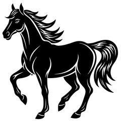 Obraz premium A stylized black Simple Line Art Horse vector Illustration