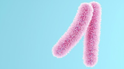 Fototapeta premium 3D Illustration of Vibrant Pink Bacteria Against a Soft Blue Background