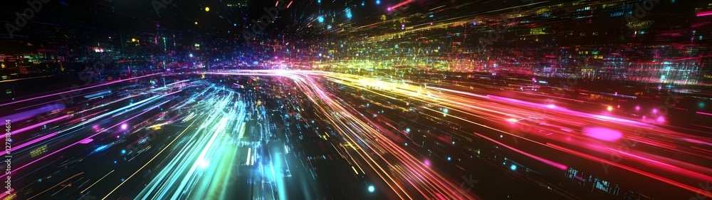 Fototapete dazzling prismatic motion captivating digital light trails and abstract luminescent effects a visual