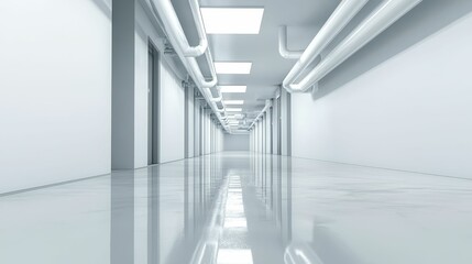 Obraz premium Modern Minimalist Hallway with Clean Lines and Bright Lighting