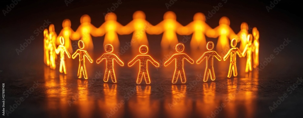 Poster a glowing circle of stylized figures represents unity and connection, creating a warm, inviting atmo