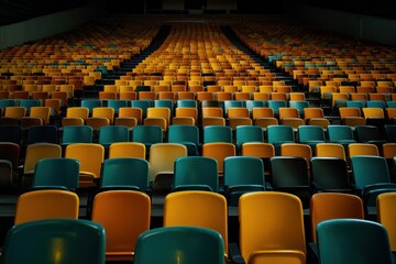 Naklejka premium Empty Lecture Hall. Emptiness and Architecture in a College Auditorium Setting