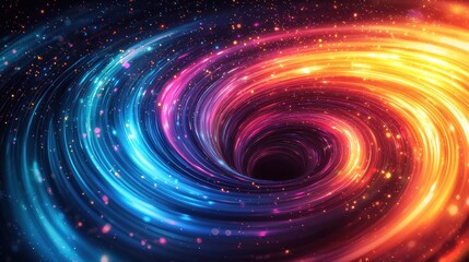 Obraz premium Vibrant swirling galaxy with colorful light trails and cosmic elements