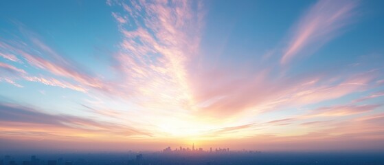 Fototapeta premium A breathtaking sunset sky filled with vibrant pink and blue hues, creating a serene and picturesque landscape.