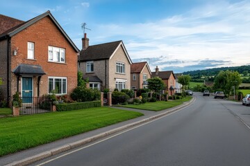 Naklejka premium A beautiful town in Reigate, UK, where seniors enjoy a peaceful and fulfilling life.