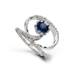 Elegant 3D render of a fashion ring with intricate details and a modern design. Perfect for jewelry promotions, e-commerce, and digital showcases. High-quality rendering with realistic textures