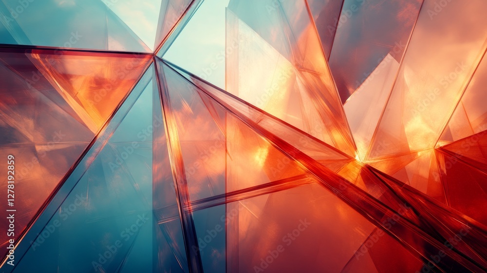Poster angular lines and reflections create a unique colorful composition