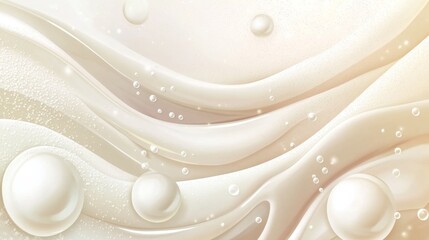 Abstract cellular landscape with hyaluronic acid raindrops nurturing both hair follicles and skin surface, pearlescent white collagen orbs emitting soft light, premium cosmetic marketing visual,