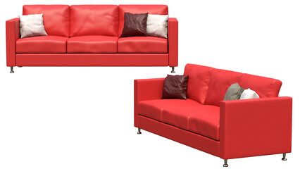 red leather sofa