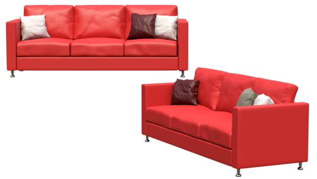 red leather sofa