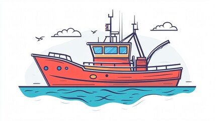 Naklejka premium Cargo Ship with Containers, Transportation and Delivery Concept