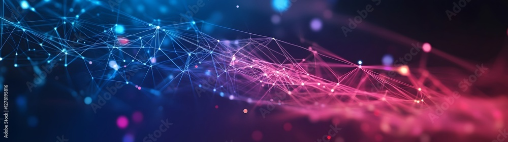 Leinwandbilder energetic digital network with glowing neon patterns and vibrant lights in abstract background futur