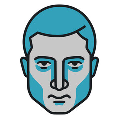 man face profile avatar flat color vector illustration template design