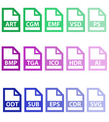 Set of file type icon set pack, all file type extension icon including programming file types