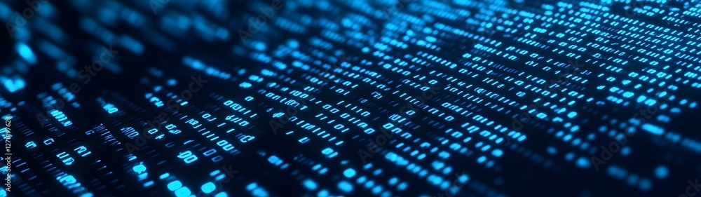 Leinwandbilder Futuristic abstract blue digital data and technology background  Intricate matrix pattern of binary code algorithm and intelligence system