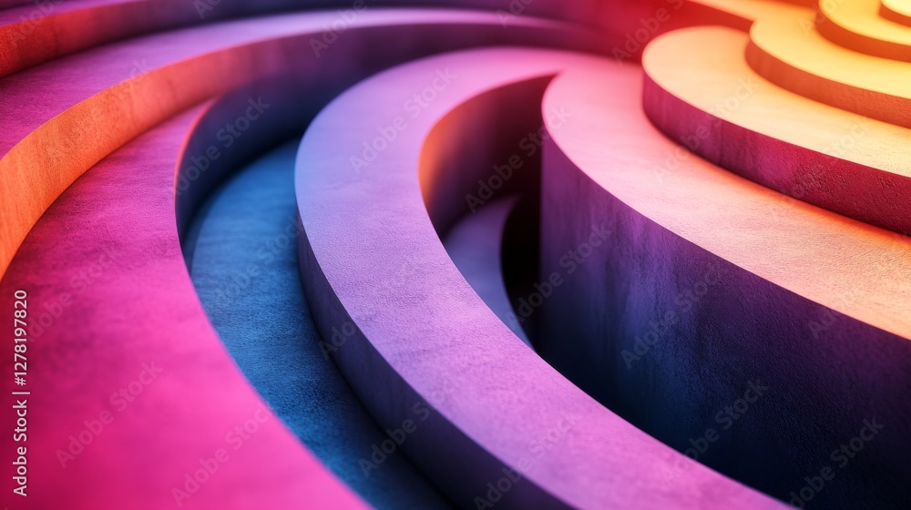 Poster abstract image of colorful curves and layers in motion
